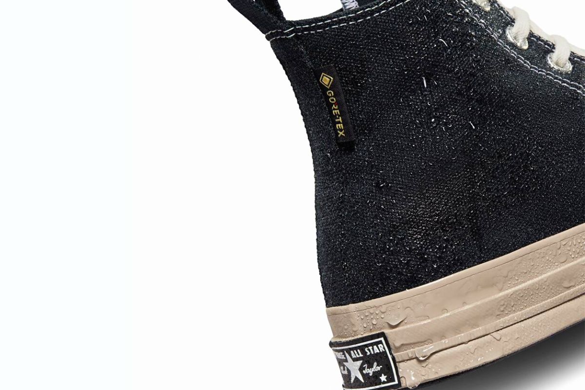 converse all star Chuck 70 gore tex sneaker cleaning Converse Chuck 70 Gore-Tex sneaker showing waterproof fabric and sole